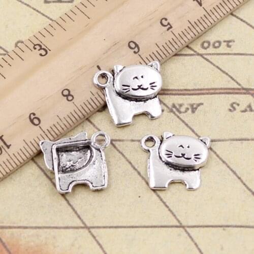 20pcs Charms Cat 16x15mm Tibetan Silver Color Pendants Antique Jewelry Making DIY Handmade Craft