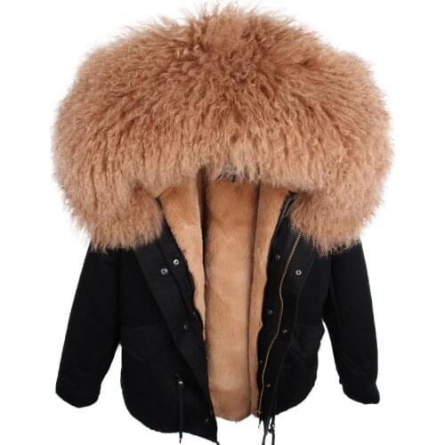 2020 New Women Winter Parka Real Mongolia Sheep Fur Parkas Real Fur Coat Jacket Thick Warm Detachable Outerwear Streetwear
