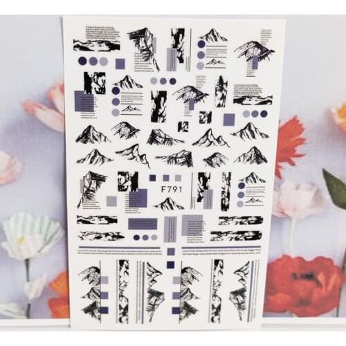 3D Stickers for Nails Hills Line Stripe Letter Design Fashion Manicure Sticker Accessories Cute Cartoon Nail Art Decoration