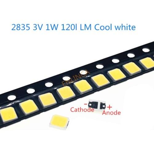 50-1000pcs High Brightness 2835 125Lm SMD LED Chip 1W 3V 3000k 4000K 6000K 9500 White LED Surface Mount PCB Light Emitting Diode