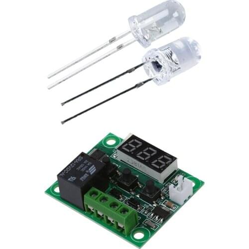 50 Pcs 5mm Round White LED Light Emitting Diode Lamps with DC 12V Thermostats Temperature Heat Sensor Switch