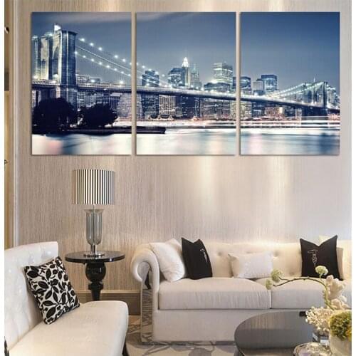 5D DIY Diamond Painting Manhattan City Night and Bridge 3pcs,Cross Stitch, 3D,Diamond Mosaic,needlework,Diamond Embroidery