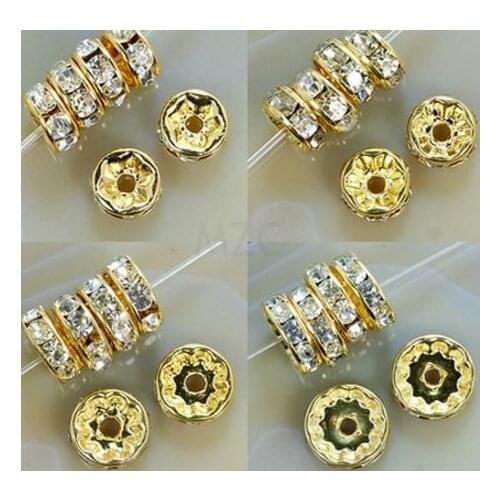 6mm 8mm 10mm 12mm s32 White Spacer Metal Rondelle Rhinestone Loose Beads For Best DIY Jewelry Bracelet crystal