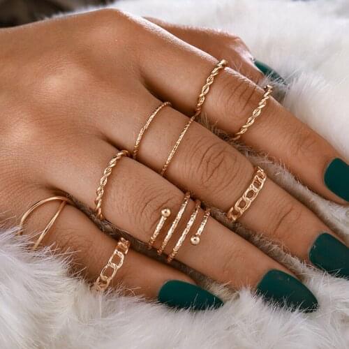 8 Pcs/set Fashion Creative Retro Multi-layer Metal Ring for Women Creative Cross Pattern Joint Ring 8-piece set New Arrived