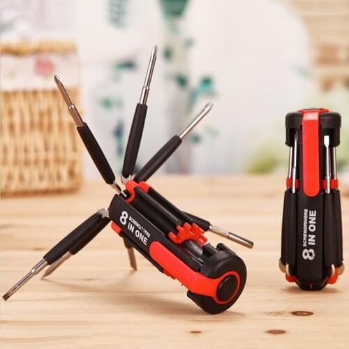 8 in 1 Multi Screwdriver With 6 LED Torch Hand Repair Tools Up Multi Functional for Home Appliance Car With 7 Screw Heads