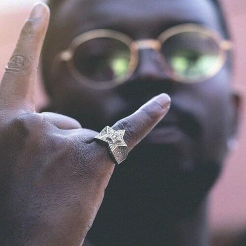 2021 Promotion Stock hip hop bling men charm jewelry micro pave 5A cubic zirconia cz Christmas gift for boyfriend cz star ring