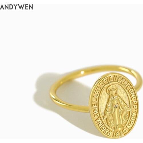 ANDYWEN 100% 925 Sterling Silver Queen Oval Rings Jewelry 2020 Rock Punk Jewels Resizable Adjutsable Fashion Jewels Fashion