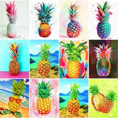 AZQSD Full Drill Diamond Painting Pineapple Handicraft Diamond Embroidery Fruit Kitchen Mosaic Rhinestones Home Decoration