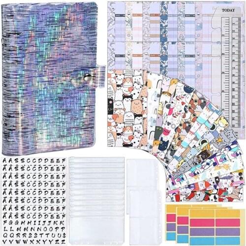 Budget Binder Envelope System Expense Budget Sheets,A6 PVC Bags,Storage Bags,Alphabet Stickers
