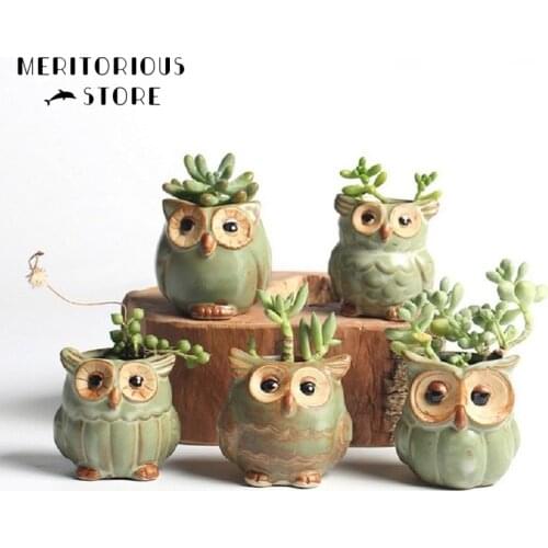 Owl Flower Plant Home Garden Decoration Desktop Decoration Vase Animal Planter Creative Ceramic Classic Succulent Plant Flesh