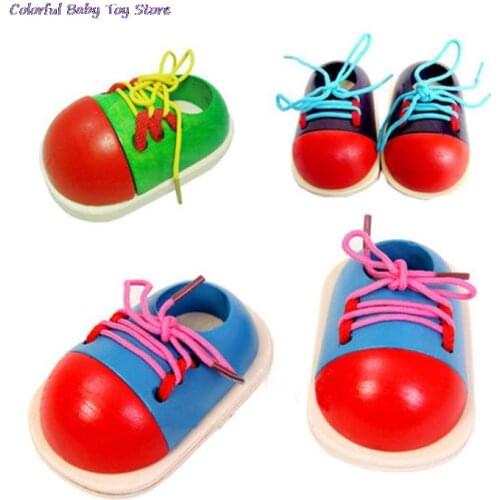 Kids DIY Eva Clock Learning Education 1Piece Fashion Toddler Lacing Shoes Montessori Kids Wooden Toys Children Toys