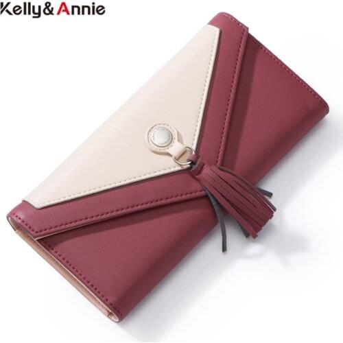 Tassel Envelope Women Wallet Brand Designer Soft Leather Red Female Wallets Ladies Purse Long Card Holder Clutch Phone Carteira