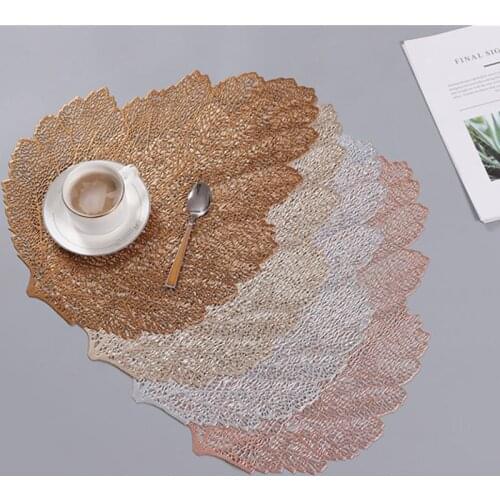 Home Decor PVC Placemat for Dining Table Coasters Lotus Leaf Palm Leaf Simulation Plant Cup Coffee Table Mats Kitchen Christmas