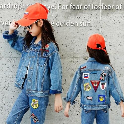IENENS Girl Boy Jeans Coat Clothes Children Girls Causal Jackets Baby Boys Classic Letter Coats Tops Clothing Denim Kids Outwear