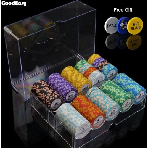 100/200Pieces Poker Chips Set With Box 14g Clay/Ceramic Chips Set Texas Hold'em Poker Chips Casino Coins