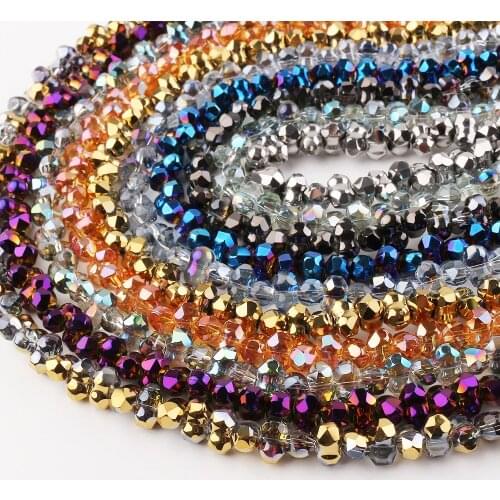 75pcs/lot Faceted Glass Loose Bead 6*10mm Plated Crystal Charms For Women Jewelry Making DIY Accessories Wholesale Necklace