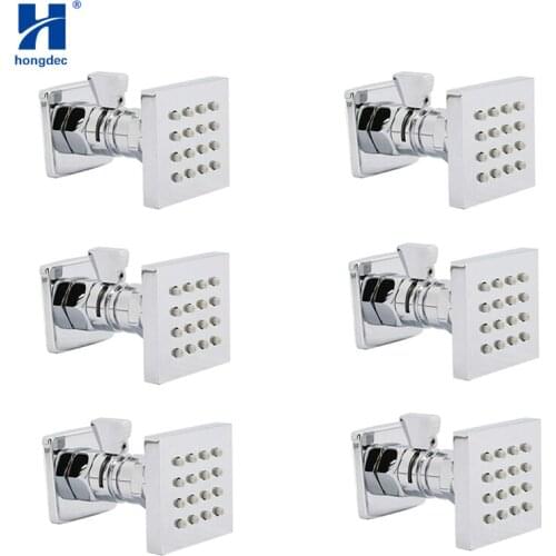 Hongdec 6 PCS Brass Bathroom Shower Body Jet Massage Sprayer With Shutoff Valve set Chrome