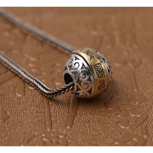Buddha Lucky Bead Couple Amulet Pendant 100% Real 925 Sterling Silver Men Women Fashion Necklace Pendants Jewelry making