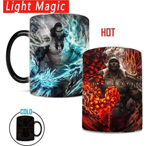 One piece luffy three Admiral kuzan akainu kizaru changing color coffee mugs 350ml ceramic tea cup mug drop shipping