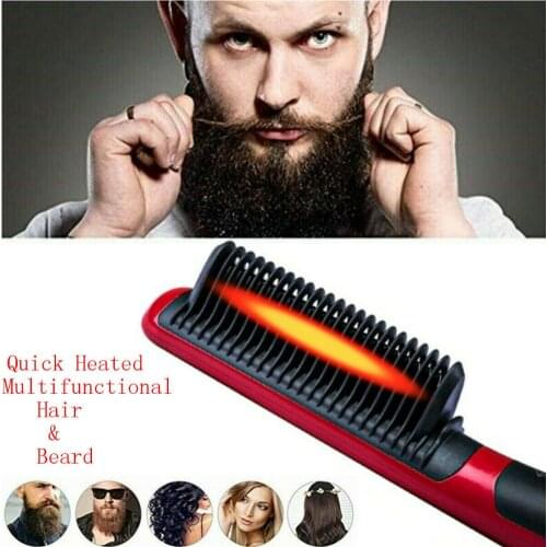 Multifunctional Hair Comb Mens Quick Beard Brush Straightener Curling Curler Straightener Hair Curly Beauty Hair Styler Tool