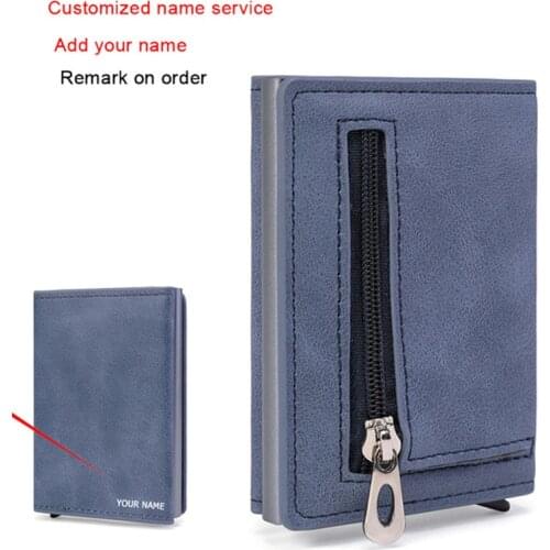 Men&Women Anti Rfid ID Card Holder Case Brand Leather Wallet Male Coin Purse Mini Credit CardHolder With Zipper& Note Compartmet