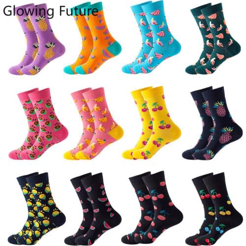 5 Pairs/Set Harajuku Socks Woman Cartoon Dog Avocado Sushi Fashion Man Socks Cotton Breathable All-match Skateboard Couple Sox