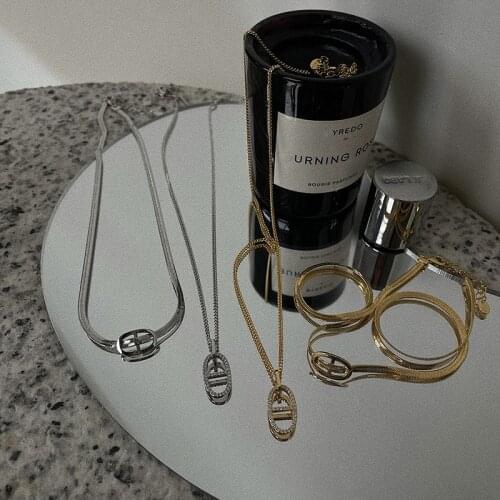 SRCOI Punk Geometric Pig Nose Choker Necklace Collar Sexy Flat Snake Chain Necklace For Women Couple Friends Jewelry Gift New