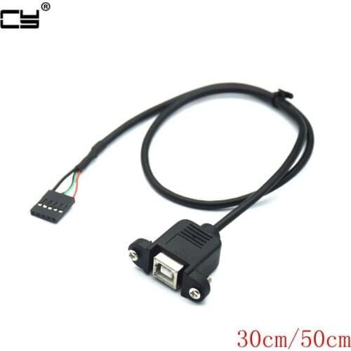 USB 2.0 B Type Female socket Printer Panel Mount to Pitch 2.0mm 5pin Housing PCB Motherboard Dupont Cable 30cm 50cm