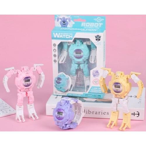 Dropshipping Deformation Robot Watch Puzzle Deformation Character Toy Boy Girl Student Gift Cartoon Figures Electronic Watch
