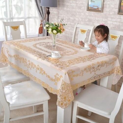PVC Bronzing Tablecloth Waterproof Disposable European-style Tablecloth Rectangular Non-slip Heat Insulation Placemat