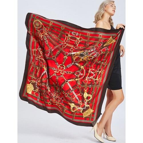 Luxury Brand 2020 New Designer 100% Silk Square Scarf Women Satin Neck Hair Tie Band Oversize Beach Hijab Head Female Foulard