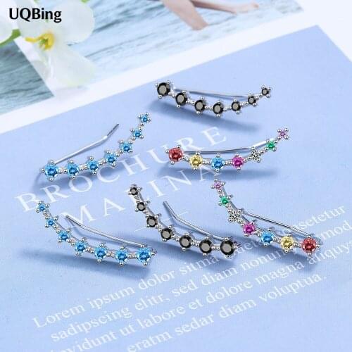 Hand Made Strand Colorful CZ Zircon Wedding Long Clip Earrings For Women 925 Sterling Silver Jewerly