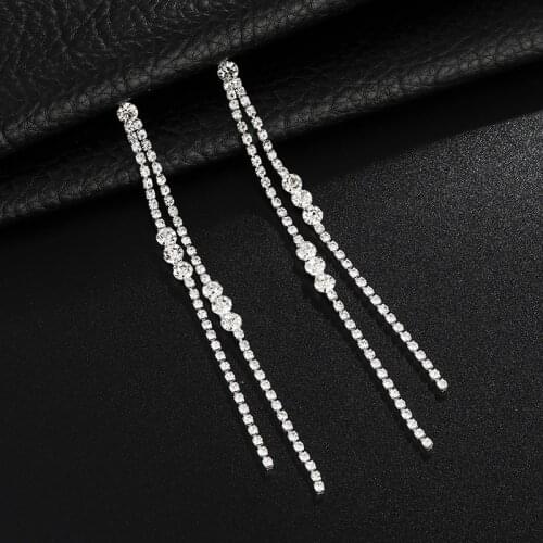YFJEWE Long Rhinestone Earrings for Women Big Statement Earrings pendants luxury crystal drop Earrings evening jewelry E631