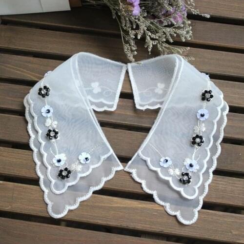 Net yarn embroidery 3D beaded lace collar chiffon jacket neckline decoration material accessories