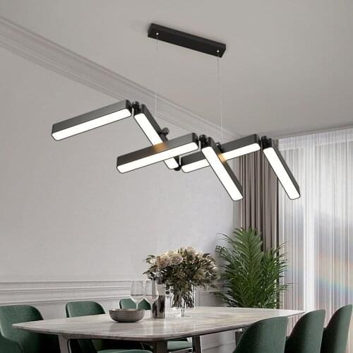 Nordic Simple LED Chandelier Lighting Black Dining Room Island Long Pendant Lamp Restaurant Bar Coffee Creative Designer Lights