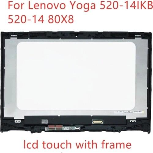 LCD replacement For Lenovo Yoga 520-14 80X8 520-14IKB 14" LCD Screen+Touch Digitizer Assembly with Frame 1366*768 or 1920*1080