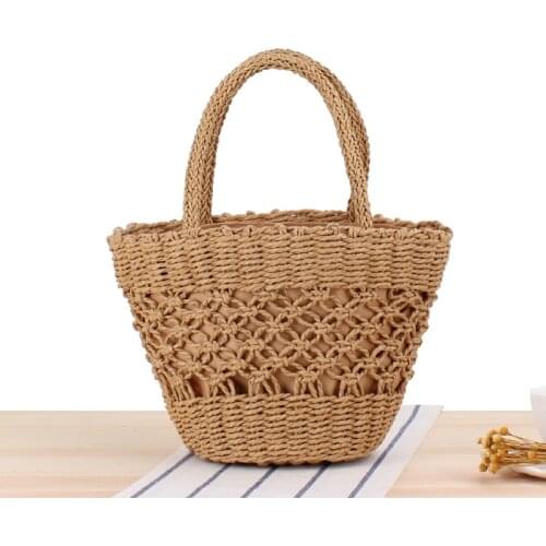 35x21CM Small Hand-carried Woven Beach Bag Hollow Silk Scarf Small Fresh Straw Bag Vacation Photo Casual Bag a7239