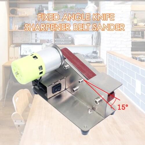 15-degree Fixed Angle Knife Sharpener Belt Sander 7 Level Adjustable Polisher 100W Polishing Machine with 10pcs Sanding Belts