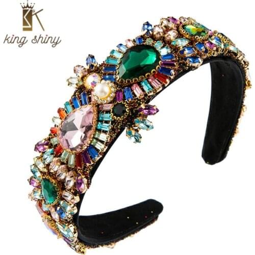 Gorgeous Baroque Full Colorful Crystal Headband for Woman Elegant Shiny Rhinestone Hairband Female Party Hair Accessory Headwear
