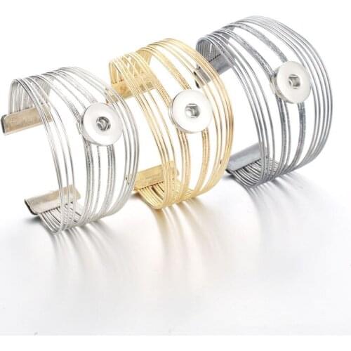 Fashion New 3 Colors Creative charm Snap Button Bracelet Shining Bangles bracelet Fit 18MM Snap Jewelry women Jewelry