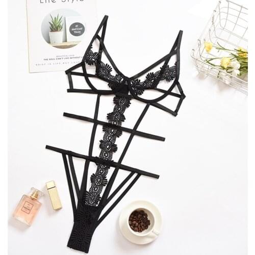 Women Sexy Lingerie Hot Erotic Hollow Out Lace Teddy Bodysuit Sexy Babydoll Bandage Underwear Sex Clothes Exotic Sets Nightwear