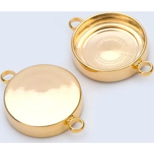 10pcs gold Bazel Setting Connector, Blank Settings , inner 8/ 10/ 12mm, Gold Plated Brass Cabochon Setting (GB-1061)