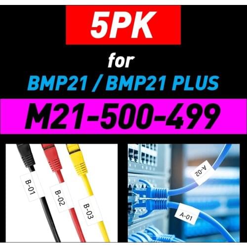 1/5PK Nylon Label Tape 12.7mm M21 Printer Ribbon M21 500 499 Compatible BMP21 Labeler bmp21-plus bmp21-lab White Generic Tape