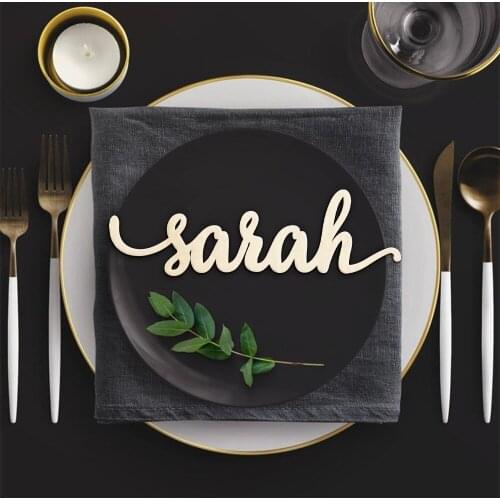 10pcs Wedding Place Cards Custom Script Names Rustic Name Cards Personalized Wooden Guest Names Laser Cut Name Tags Place Sign