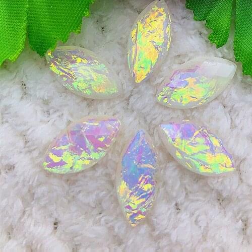 20pcs / 9 * 23mm Horse Eye Crystal Flat Bottom Resin Rhinestone Wedding Decoration Button Crafts