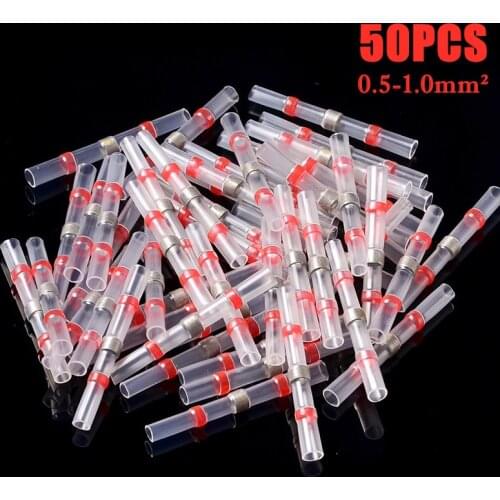 50/20/10PCS Solder Seal Wire Connectors Waterproof Heat Shrink Butt Connectors Electrical Wire Terminals Insulated Butt Splices