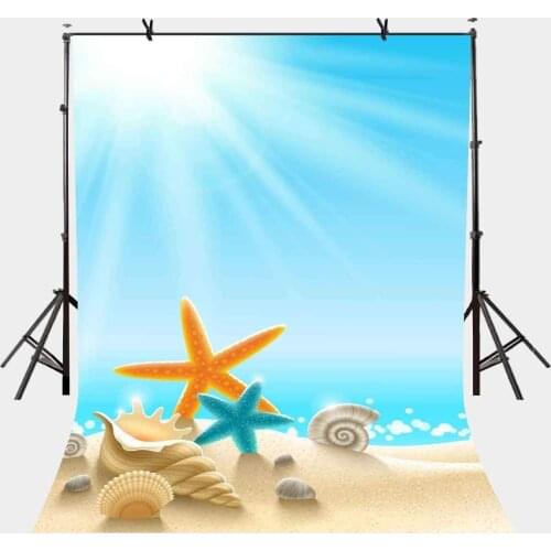 5x7ft Ocean World Backdrop Conch Starfish Blue Ocean World Photography Background and Studio Photography Backdrop Props