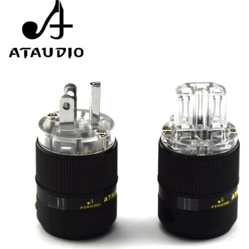 ATAUDIO Hifi Power Plug Hi-end Rhodium-plated One Pair US Power Connector + IEC female connector