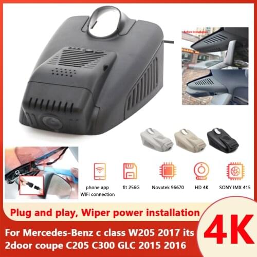 4K Plug and play Car Video Recorder Dash Cam Camera For Mercedes-Benz c class W205 2017 its 2door coupe C205 C300 GLC 2015 2016