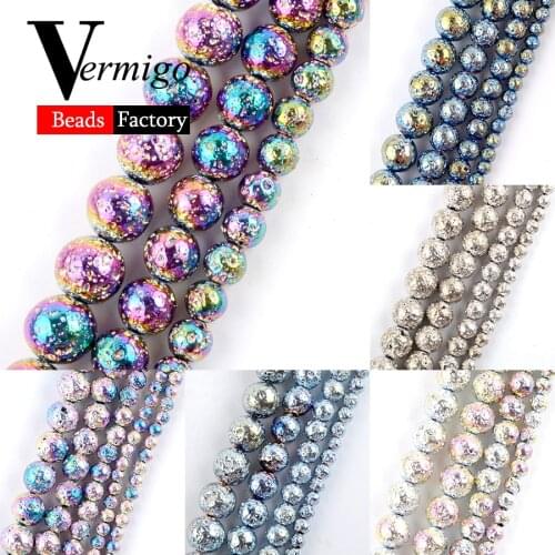 Natural Multicolor Lava Hematite Round Stone Beads For Jewelry Making Diy Necklace Bracelet Spacer Loose Beads 4mm-10mm 15"